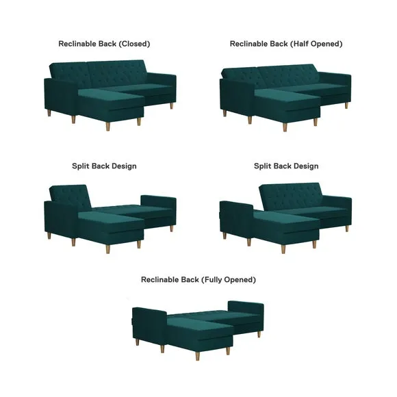 Cosmo Living Liberty Velvet Corner Chaise Double Sofa Bed 5