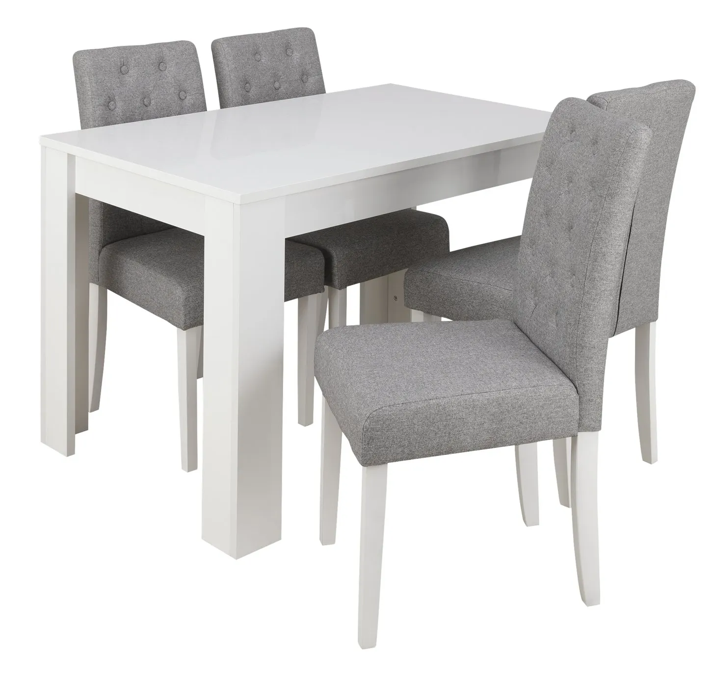 Argos Home Miami Gloss Dining Table & 4 Button Chairs - Grey
