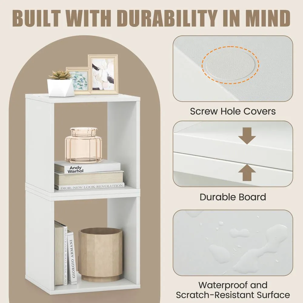 Costway Set of 2 Cube Storage Organizer Stackable Open Bookcase Display Rack Bookshelf in White 5