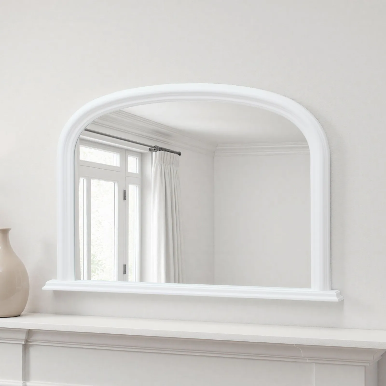Yearn Mirrors Overmantle Arched Contemporary Mirror White 112(w)x77cm(h) 2