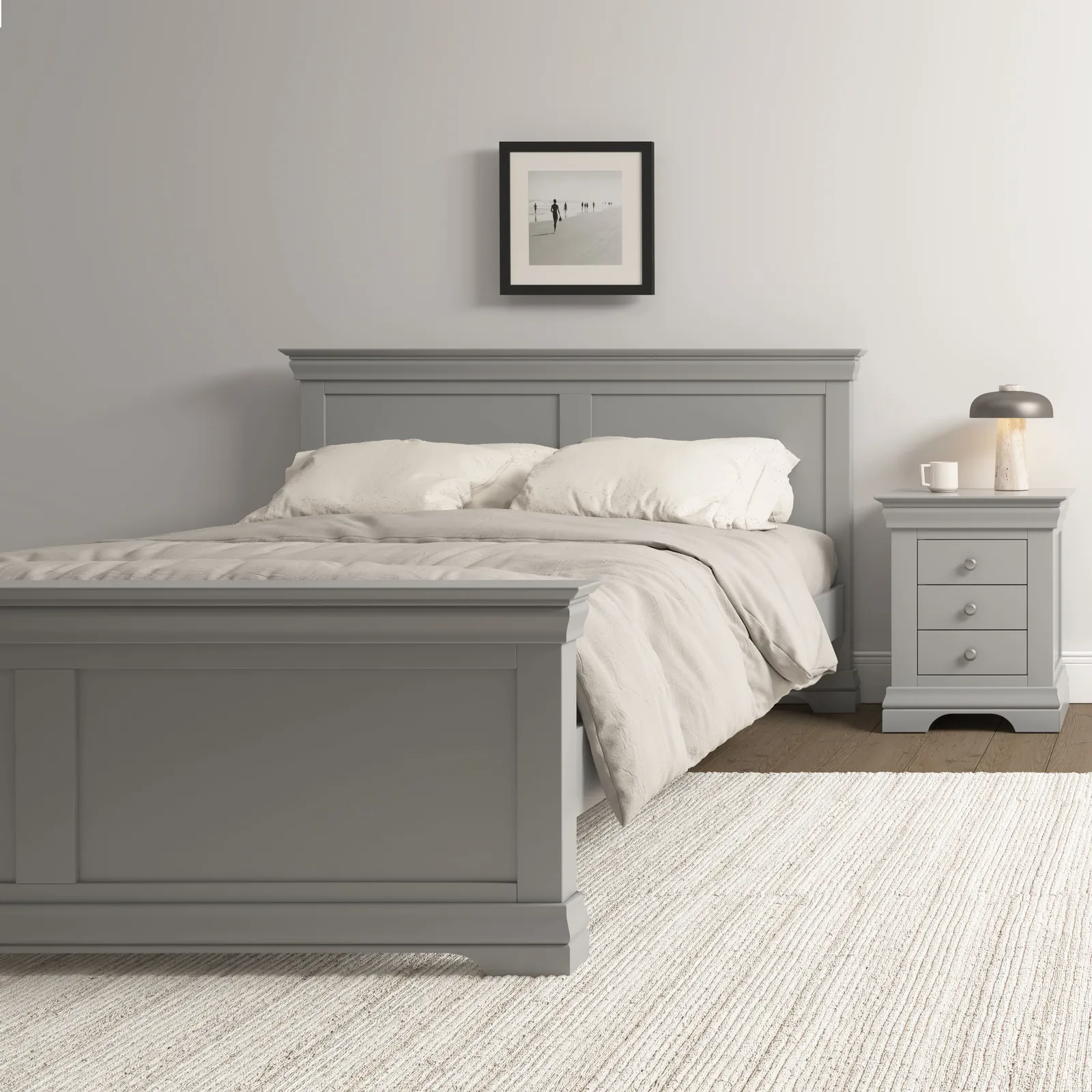Seconique Bordeaux 5' Bed High Foot End (Part Assembled) in Light Grey