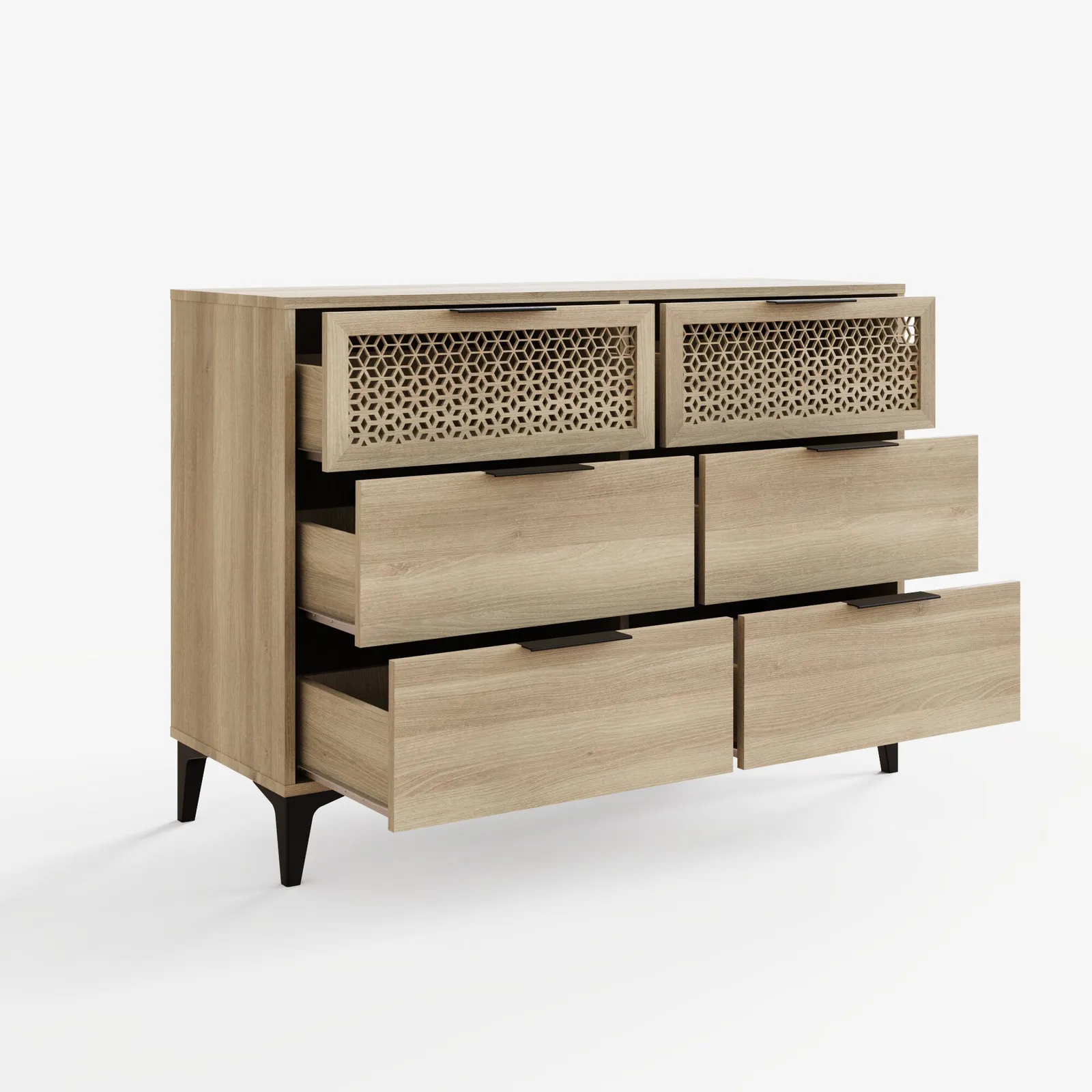GFW Ezra 3+3 Drawer Chest of Drawers Oak in Light Oak 4