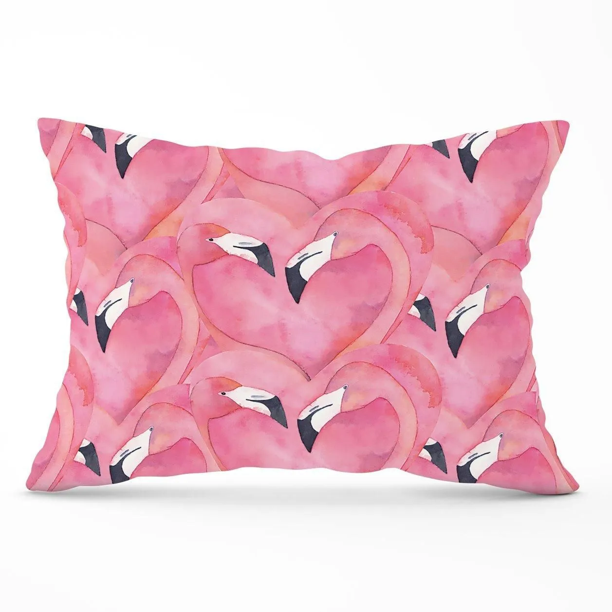 Warren Reed - Designer Watercolour Flamingo Hearts Cushions in Pink