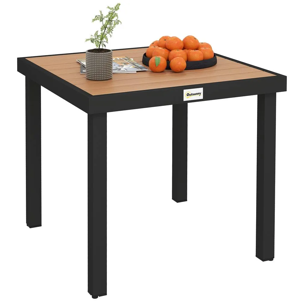 OUTSUNNY 78 cm Garden Dining Table for 4, Square Outdoor Side Table, Natural 2