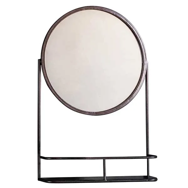 Circular Mirror with Shelf