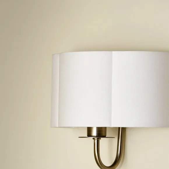 Pacific Lifestyle Seraphine Matt Metal and White Fx Silk Scallop Half Shaded WallLight 5