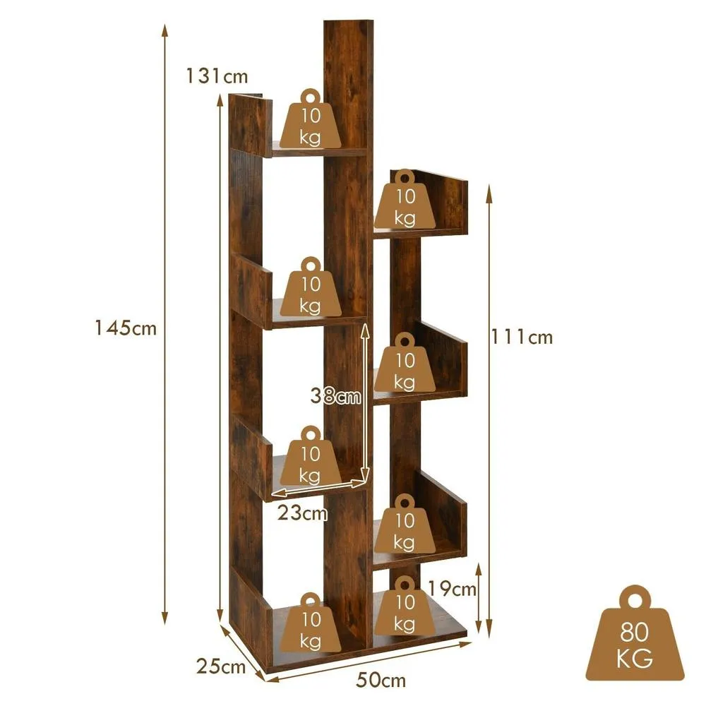 Costway 8Tier Bookcase Multipurpose Bookshelf 8layer Freestanding Bookcase in Brown 2
