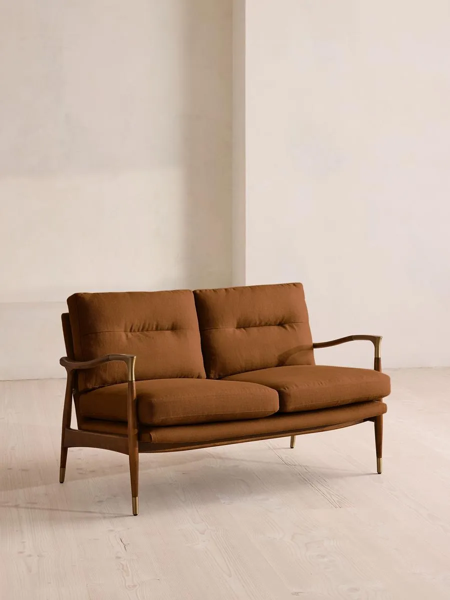 Theodore Two Seater Sofa, Linen, Terracotta