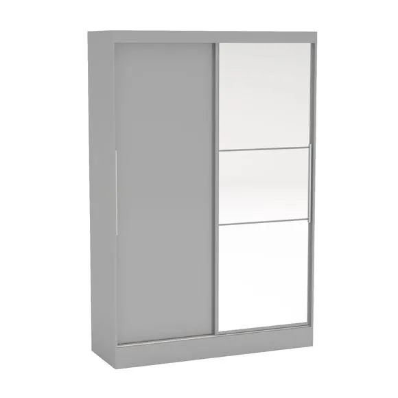 Lynx 132cm Sliding Double Wardrobe, Mirrored 2