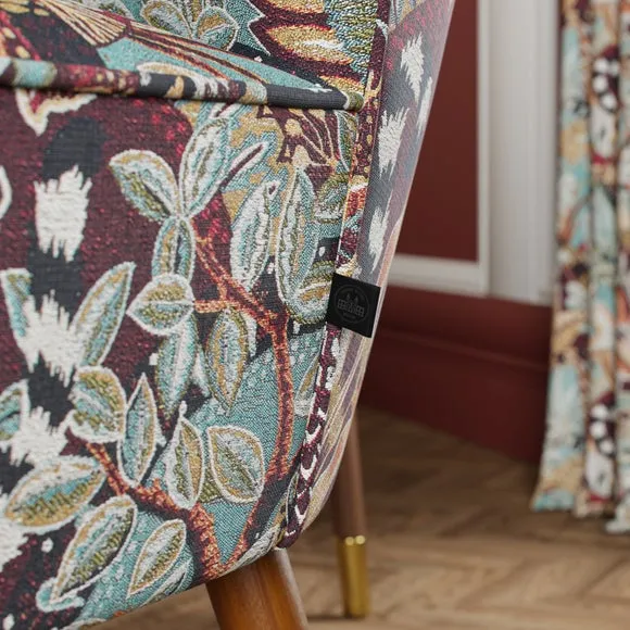 Eliza Wooden Arm Jacquard Nature's Exhibitionists Occasional Armchair Wild Tropics 4
