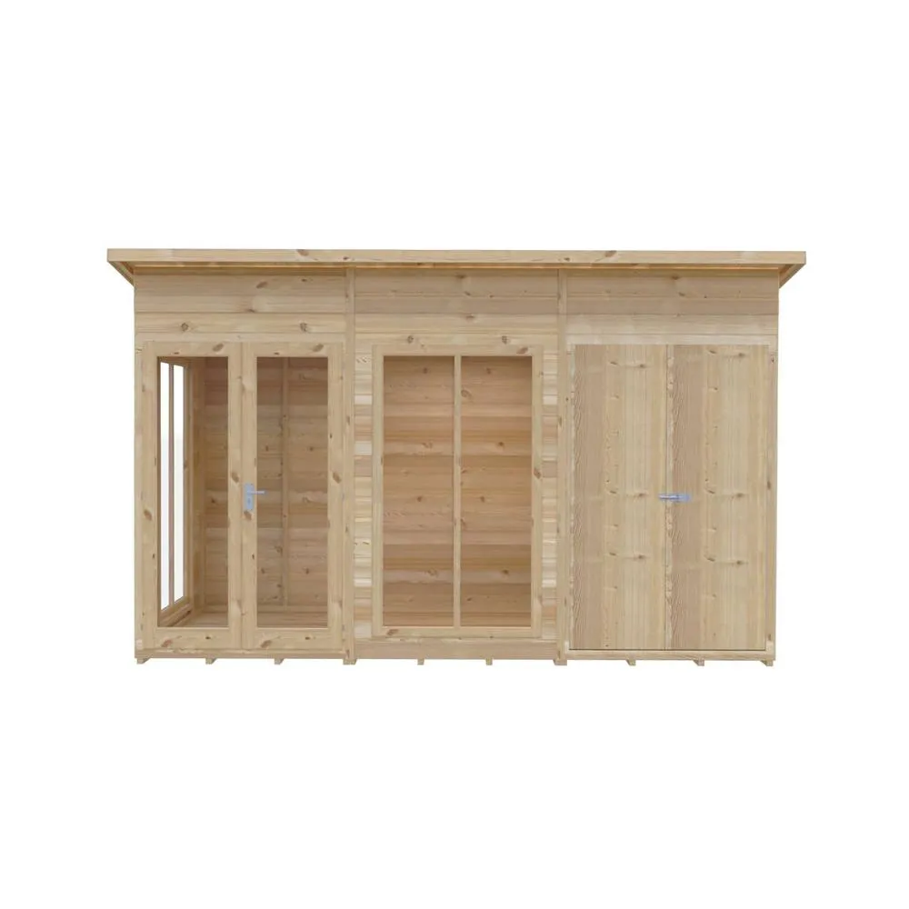 Shires Lela 12x6 Summerhouse including Storage - L185.8 x W357 x H228.4 cm in Light Brown