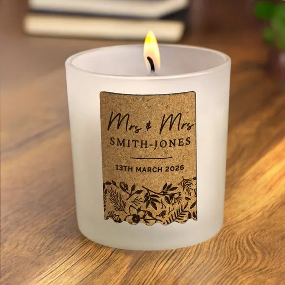 Personalised Wedding Cork Label Candle 2
