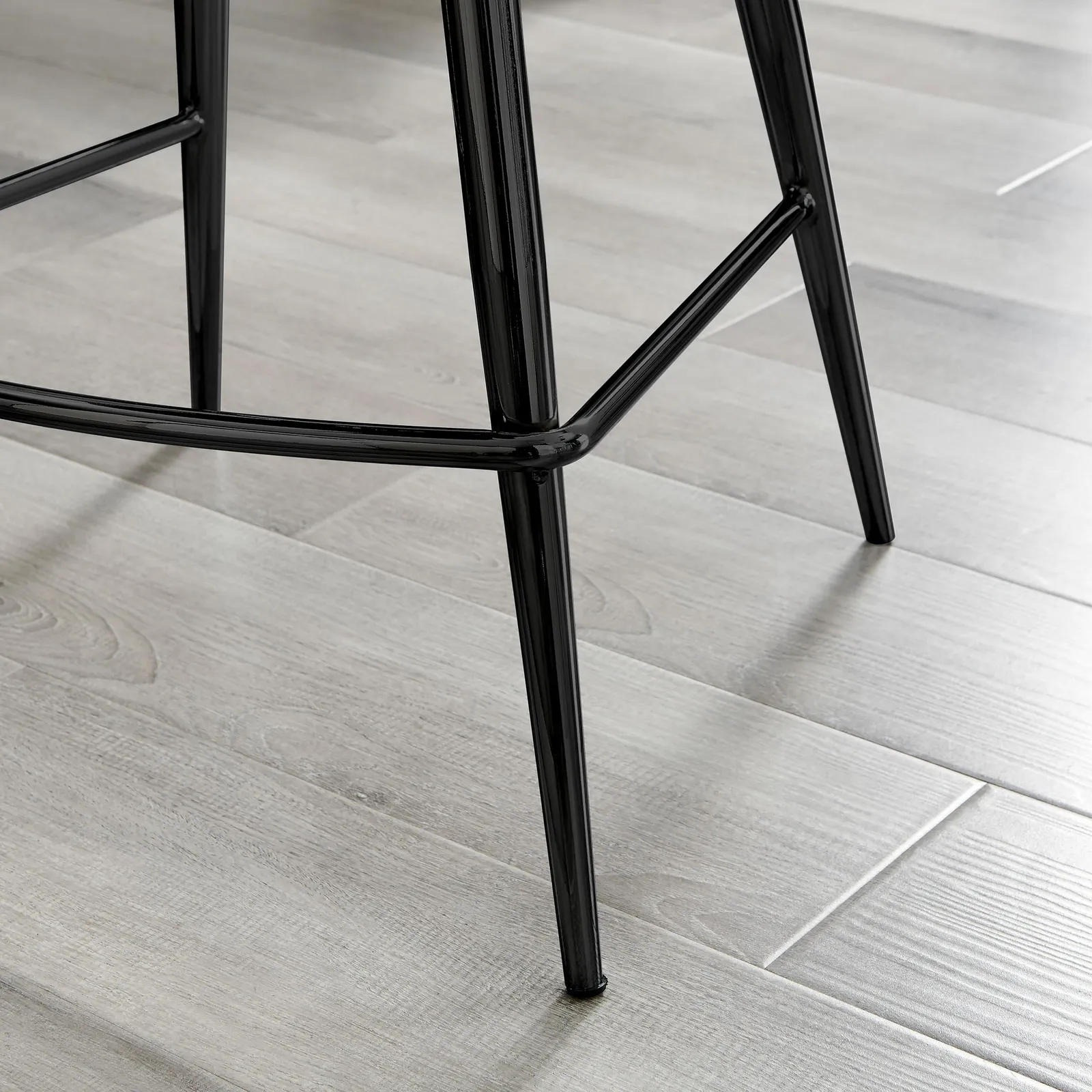 FurnitureboxUK Pesaro Set of 2 Velvet Black Legs Counter Stools in Grey 5