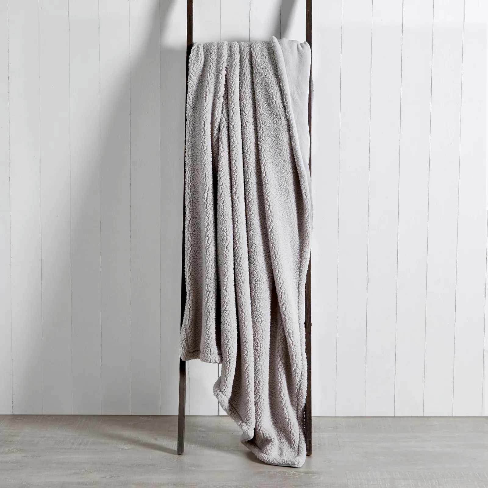 Reversible Teddy Throw Grey