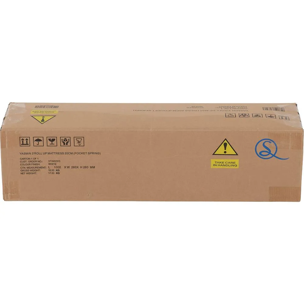 Seconique Yasmin 3' Roll-Up Mattress 20cm (Pocket Spring) in White 3
