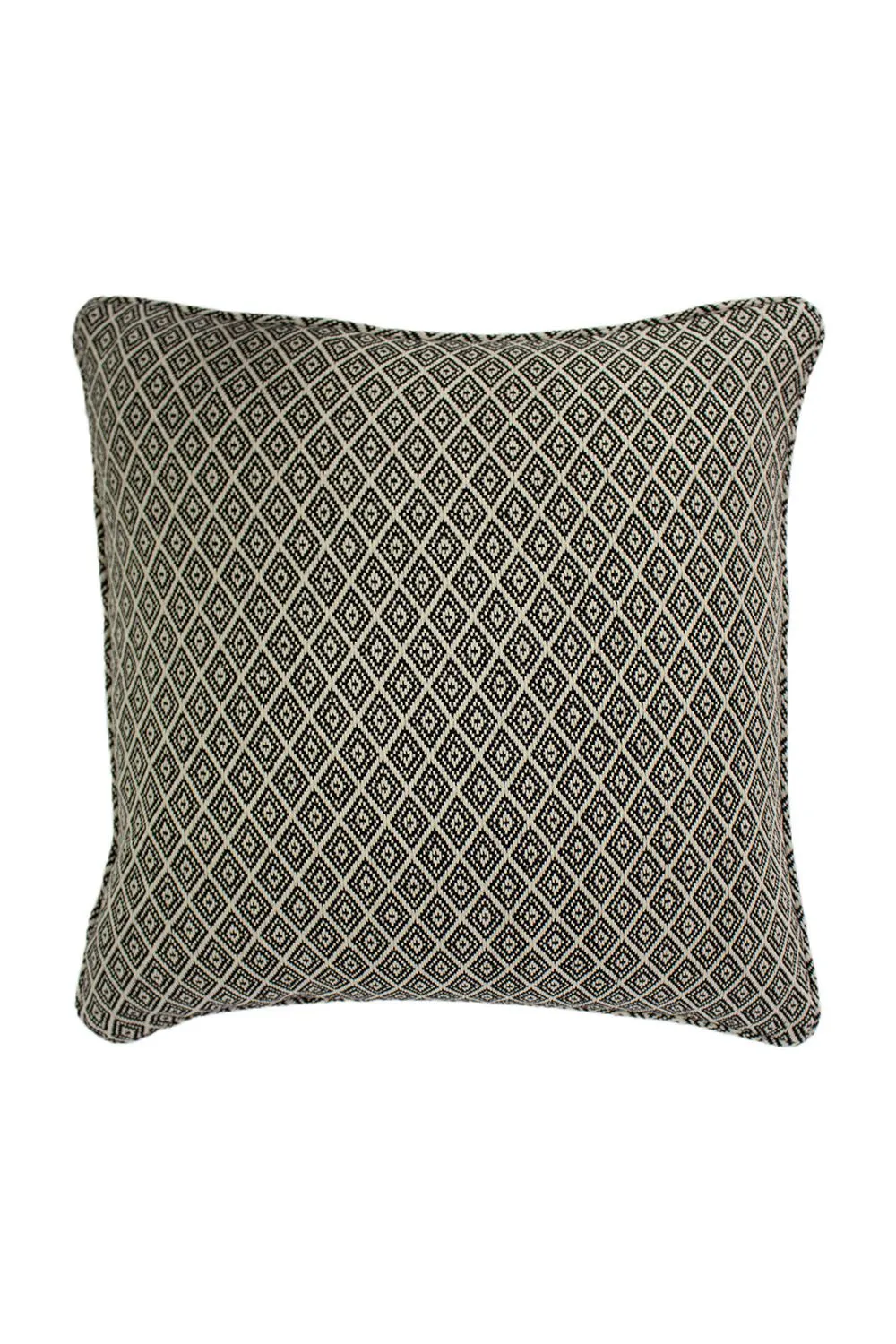 Paoletti Tangier Woven Geometric Fringed Cushion in Black