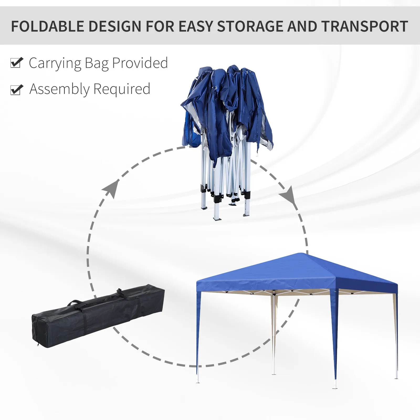 OUTSUNNY 3 x 3M Garden Pop Up Gazebo Height Adjustable Marquee Party Tent Wedding Canopy with Carrying Bag in Blue 5