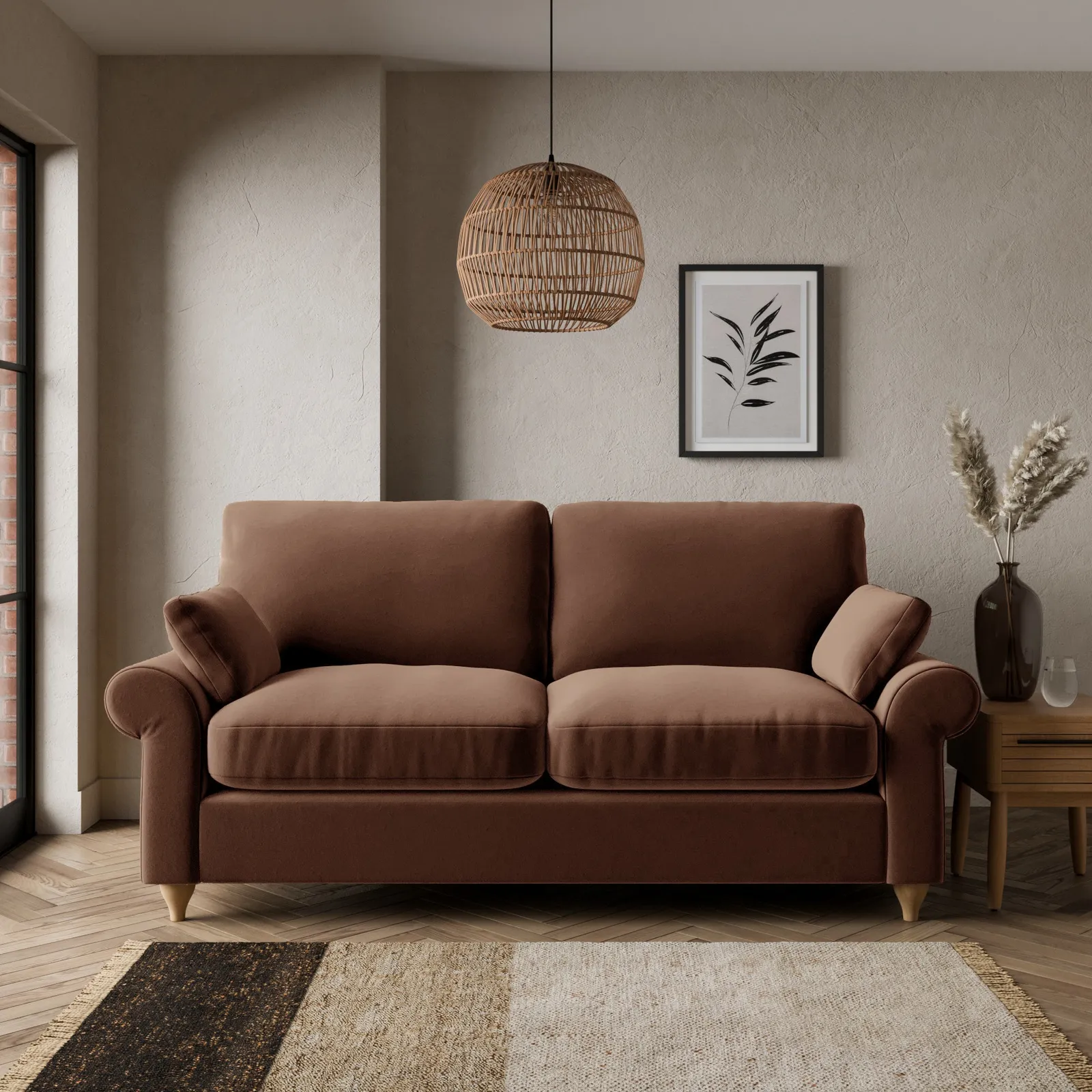 Salisbury Luxury Velvet 2 Seater Sofa Bed Brown