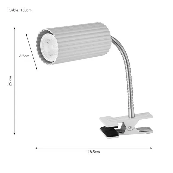 Georgi Industrial Ribbed Adjustable Clip On Table Lamp 6