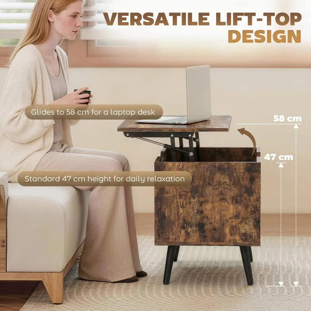 HOMCOM Lift Top Coffee Table Hidden Storage 75 cm Rustic Brown 4