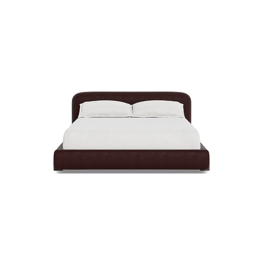 Heal's Nuvola Super King Bed Smart Luxe Velvet Acorn Walnut Stained Oak Feet