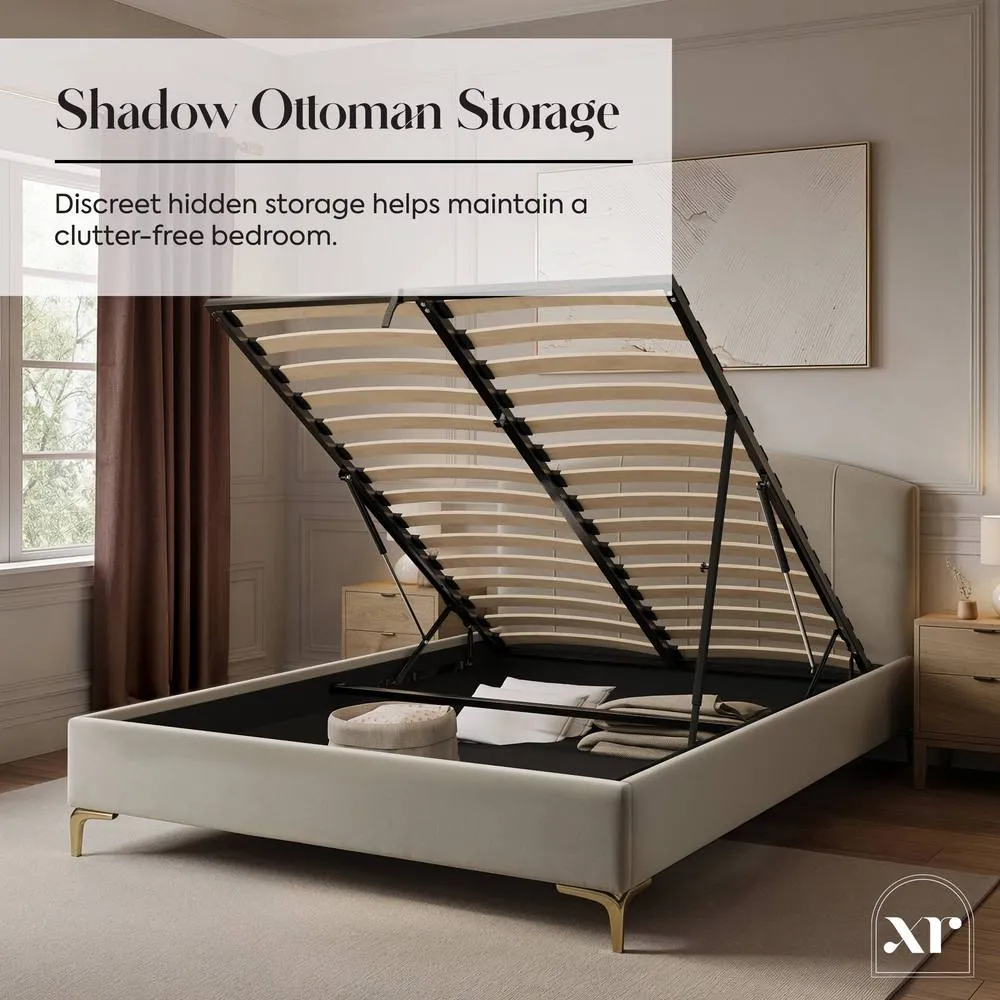 X Rocker Avery Upholstered Shadow Ottoman - Double - Natural Stone in Light Beige 5