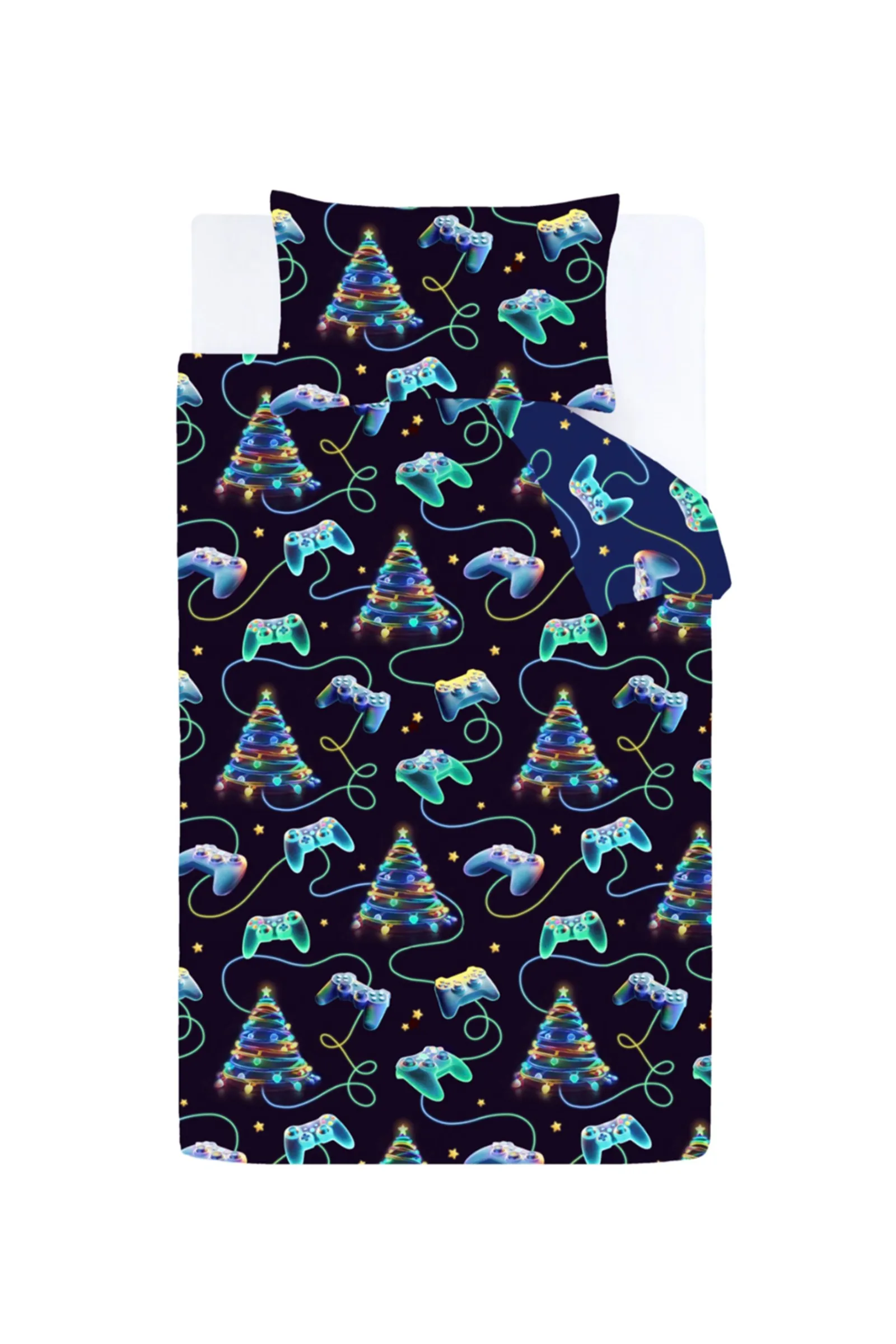 Catherine Lansfield 'Christmas Gamer' So Soft Reversible Duvet Cover Set in Navy 5