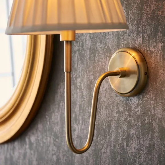 Vogue Roa Art Deco Wall Light with Cream Carlo Pleated Lamp Shade 2