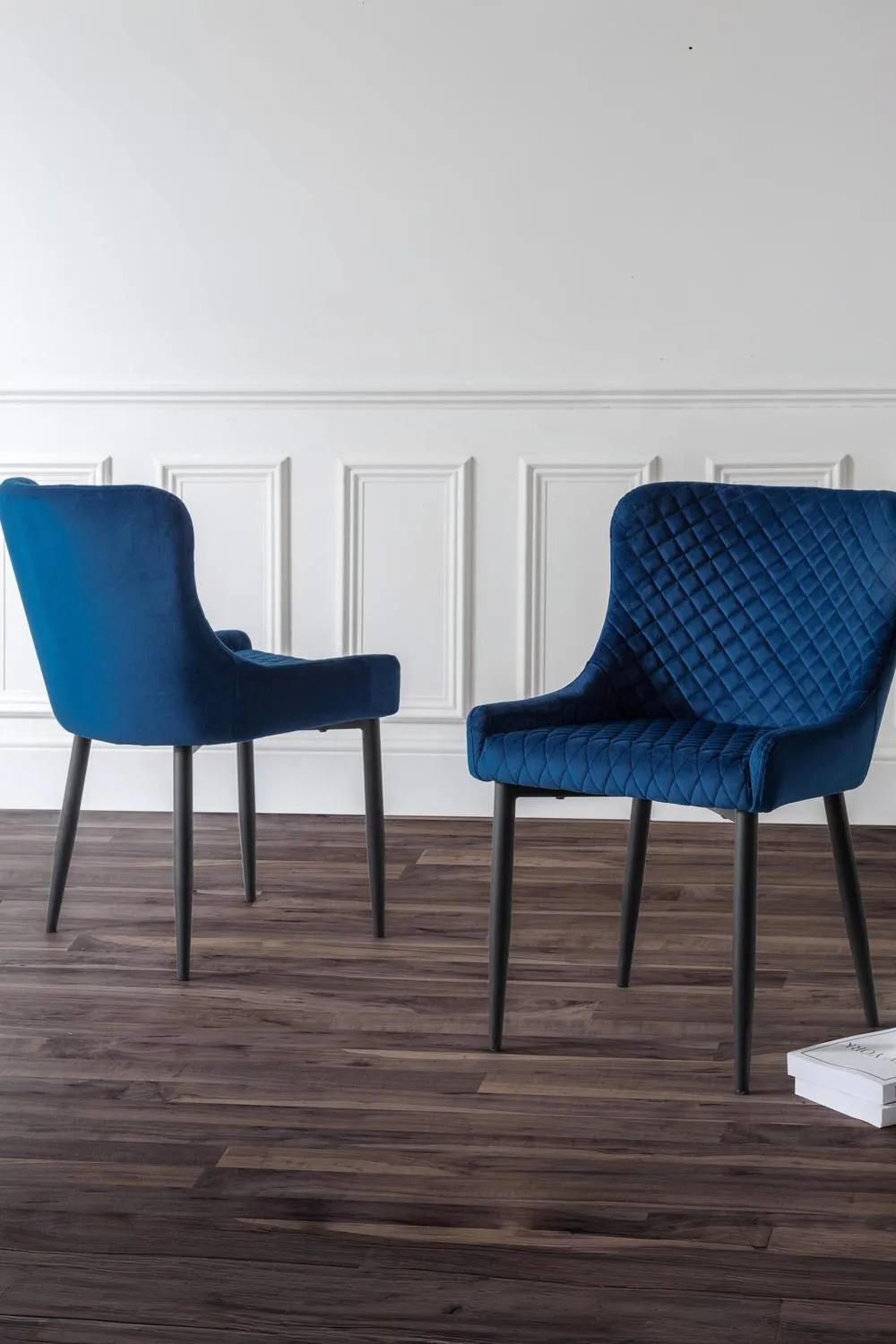 Julian Bowen Luxe Diamond Quilted Upholstered Dining Chair (Set of 2) in Blue 3