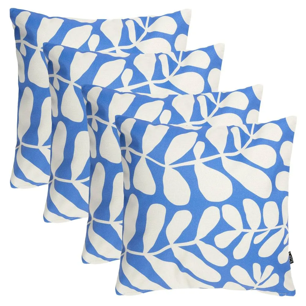 icon 4 Pack Cushion 43x43 Kyoto Fabric - Abstract Leaf Blue