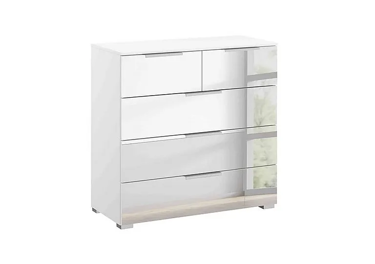 Rio 80cm 5 Drawer Chest - Alpine White Carc/Mirror