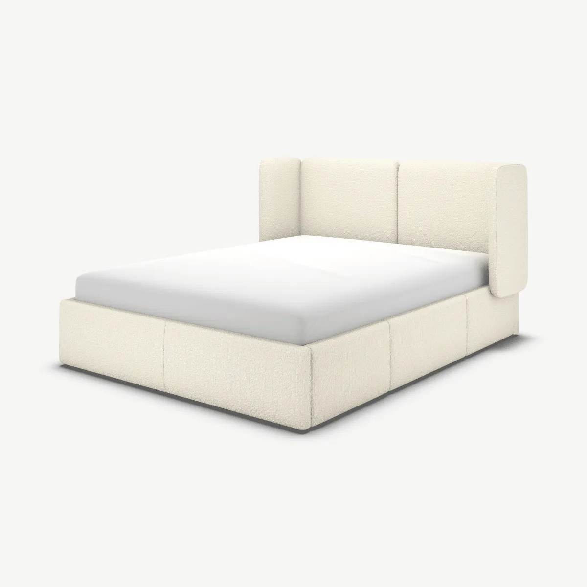 Romola Super King Size Bed with Storage Drawers, Ivory White Boucle