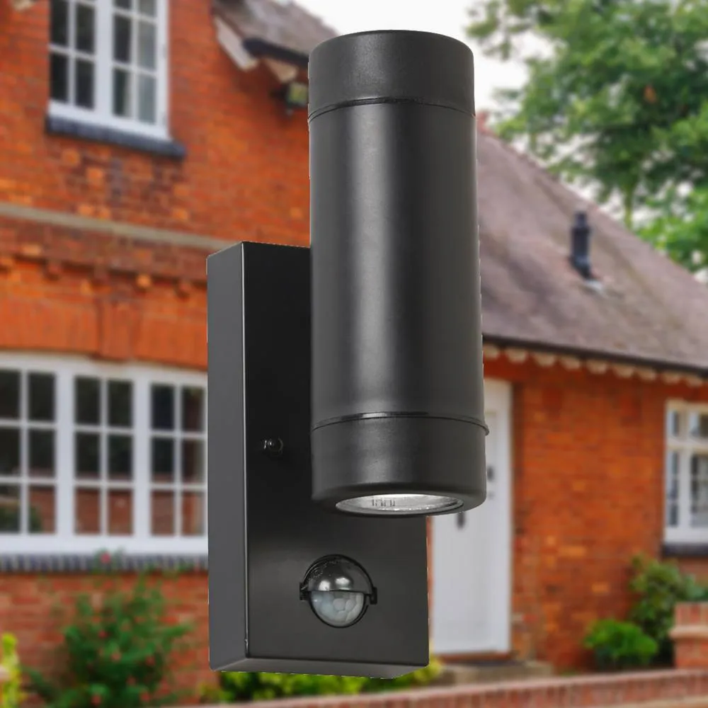 First Choice Lighting Gale - Polypropylene Coastal PIR Motion Sensor Wall Light in Black 3