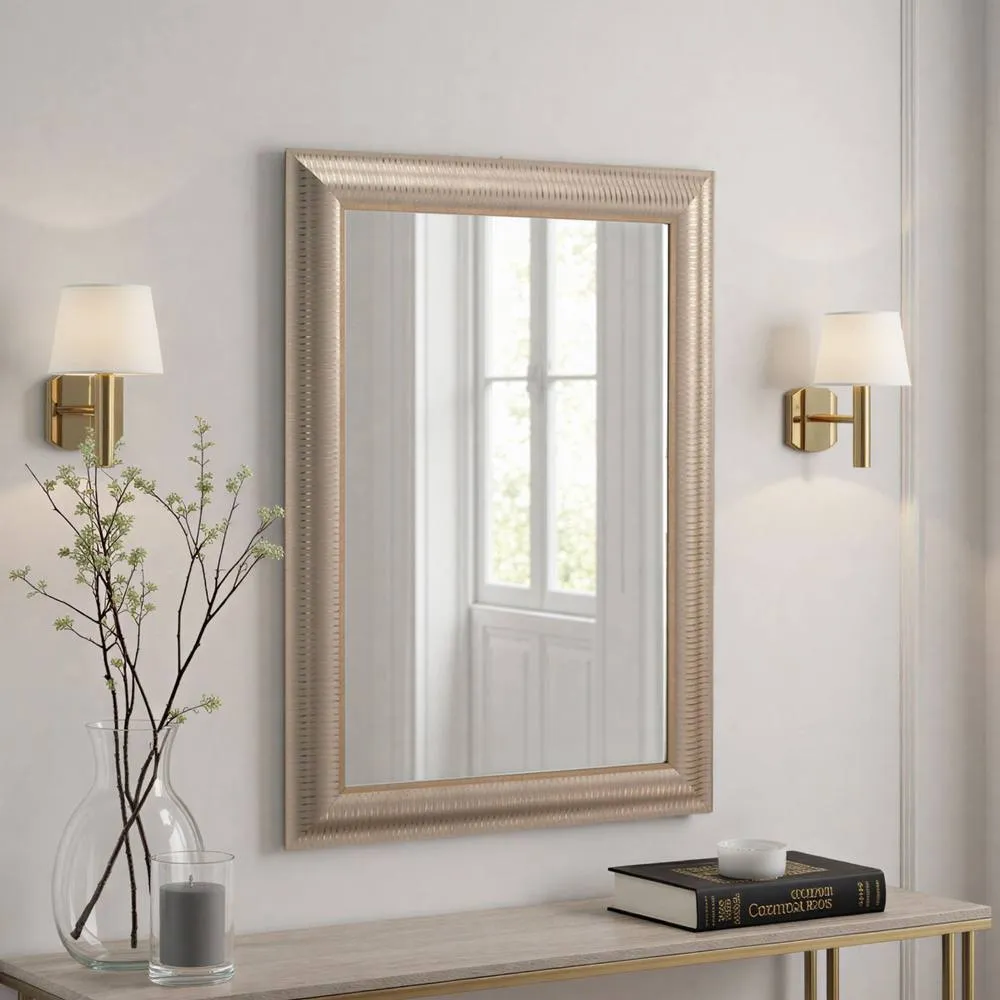 Yearn Mirrors Textured Gold Bevelled Wall Mirror 2