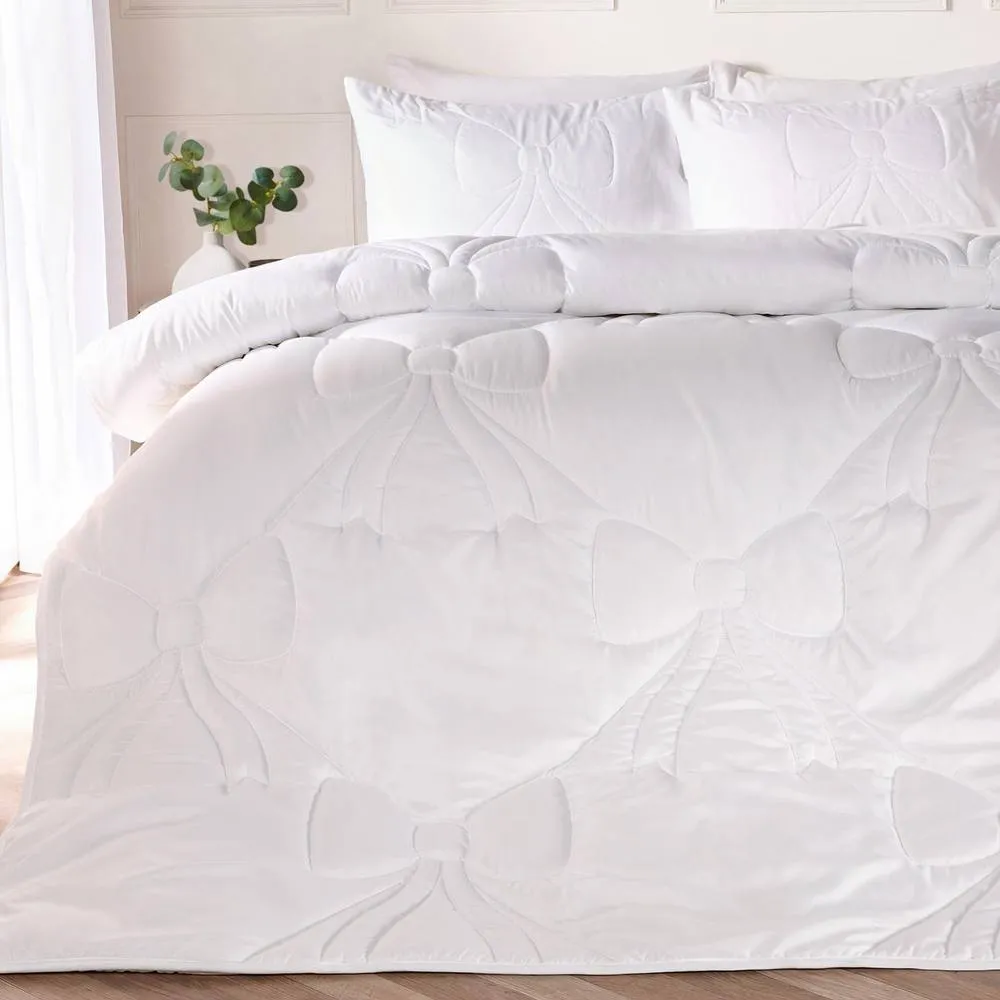 OHS Bow Lattice Coverless 7.5 TOG Duvet Bedding Set with Pillowcase in White