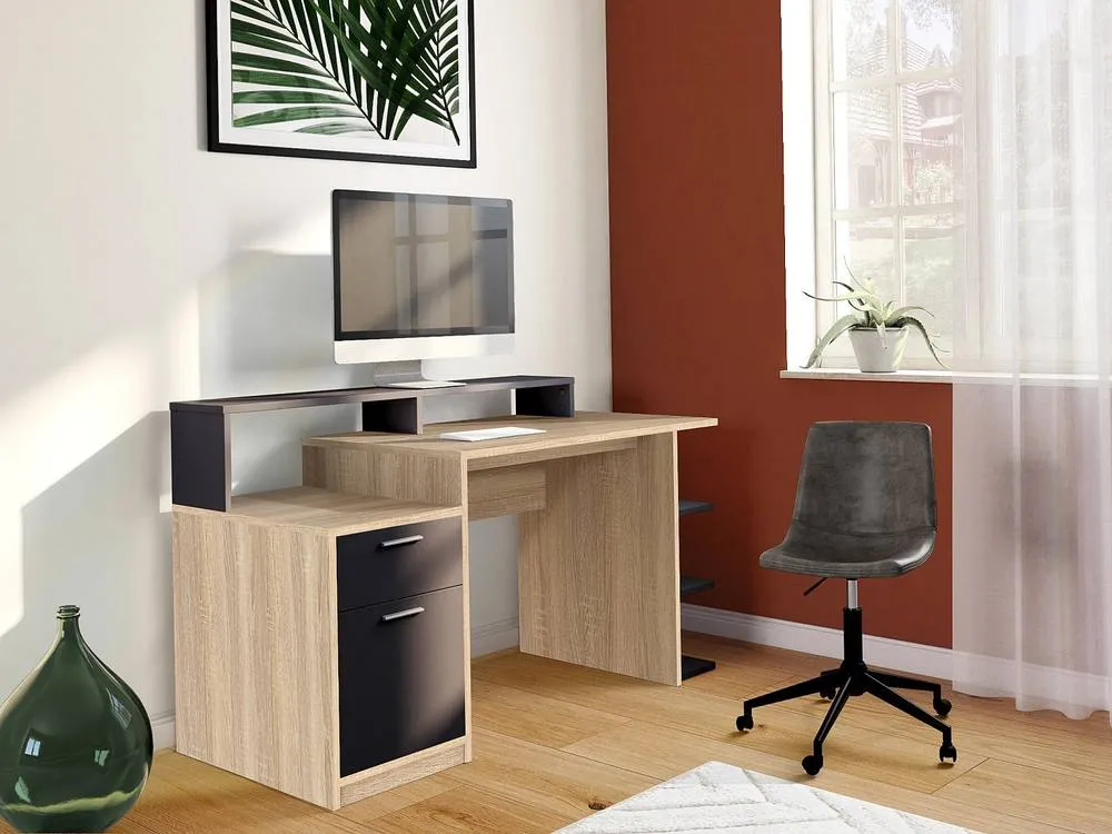 Vente-unique Desk With Storage - Oak & Black - ZACHARIE 3