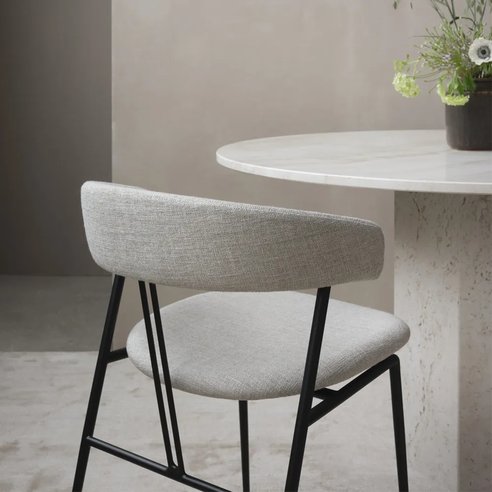 Gubi Violin Dining Chair Fully Upholstered in Tempt 60152 Black Matt Base 4