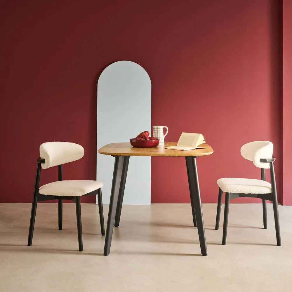 sweeek Square dining table wood effect black metal legs 4-seater in Brown 3