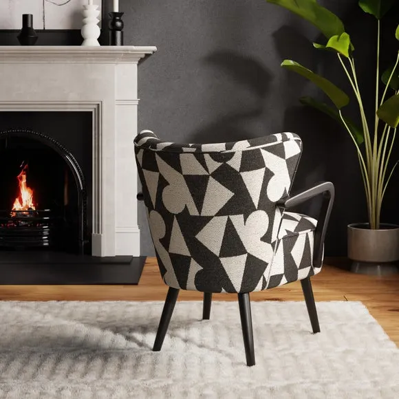 Eliza Abstract Jacquard Wooden Arm Occasional Chair 2