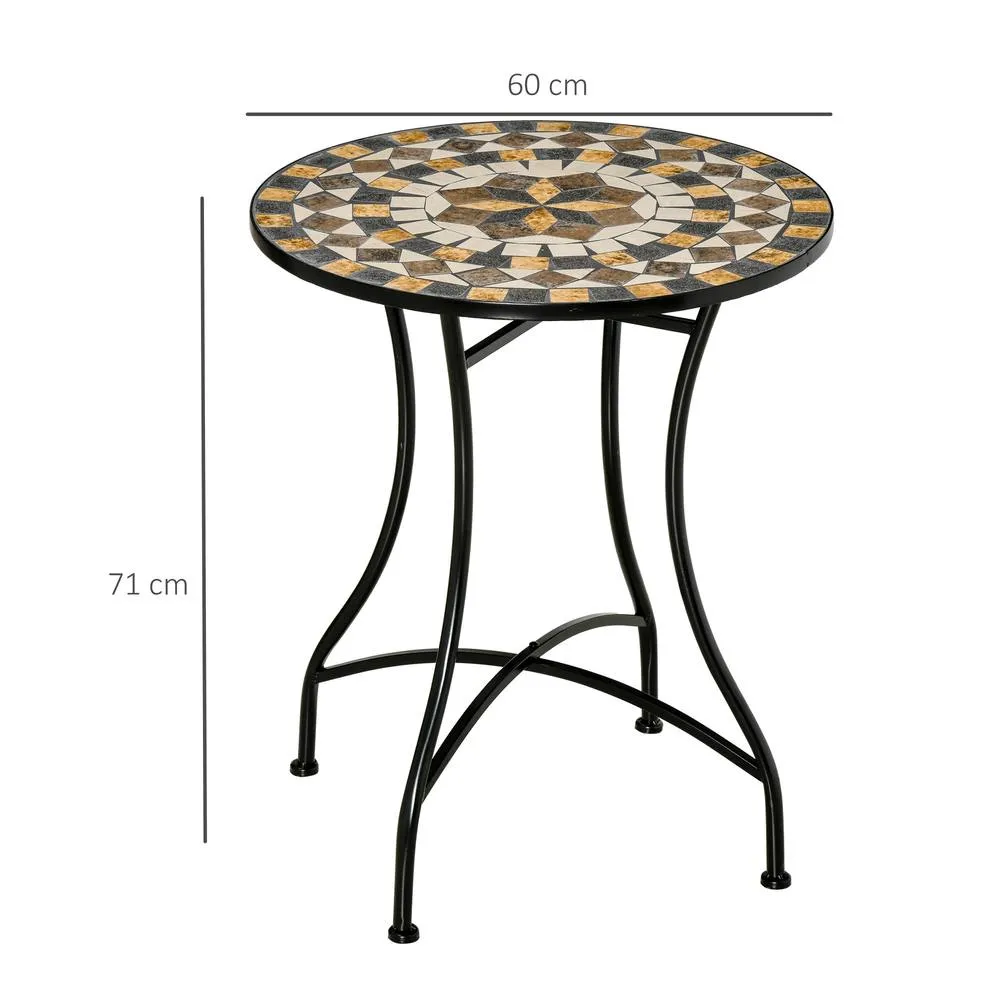 OUTSUNNY 60cm Mosaic Round Bistro Table Outdoor Garden Side Table, Grey 3