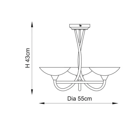 Vogue Cagney 3 Light Semi Flush Ceiling Light 5