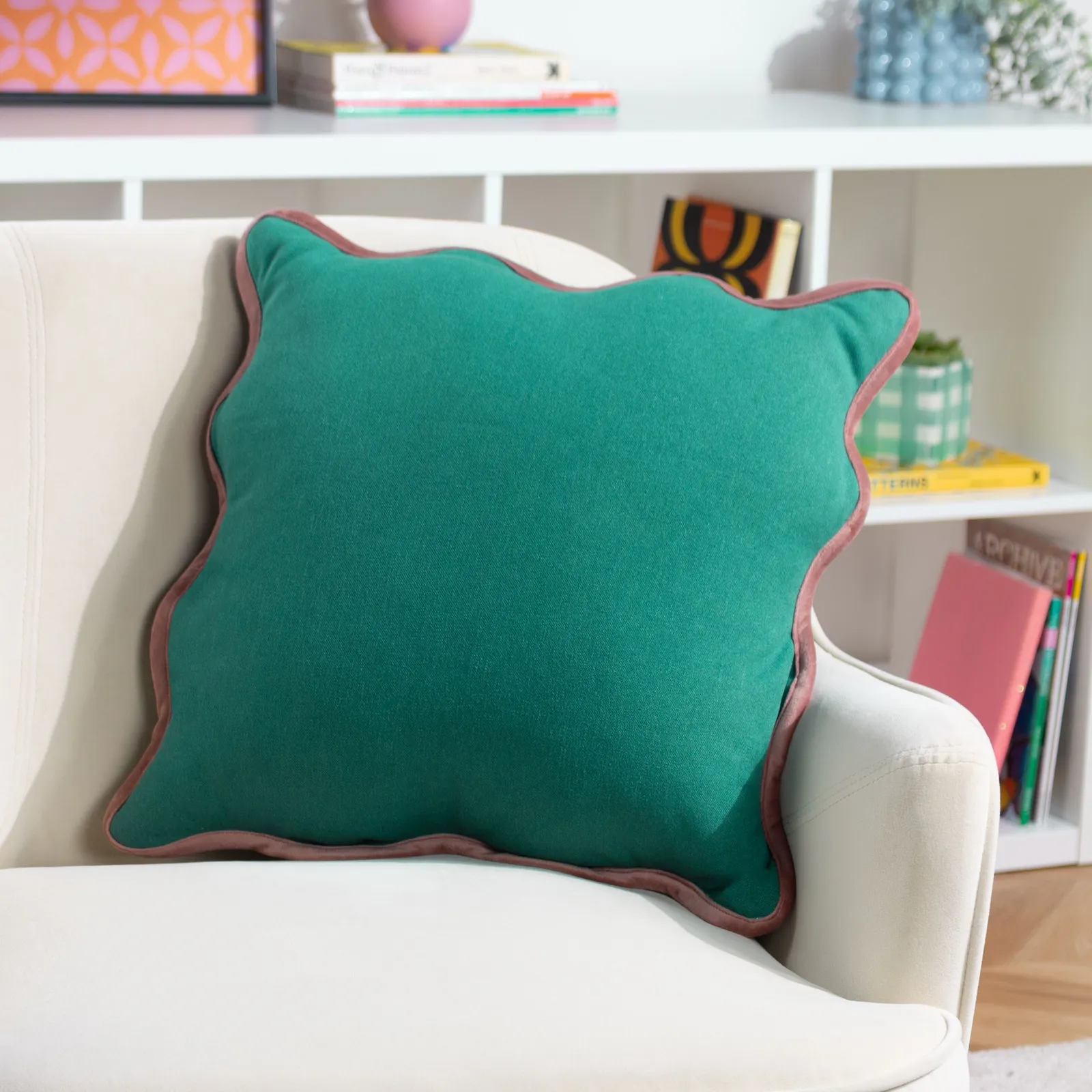 Heya Home Wiggle Reversible Piped Ready Filled Cushion in Green
