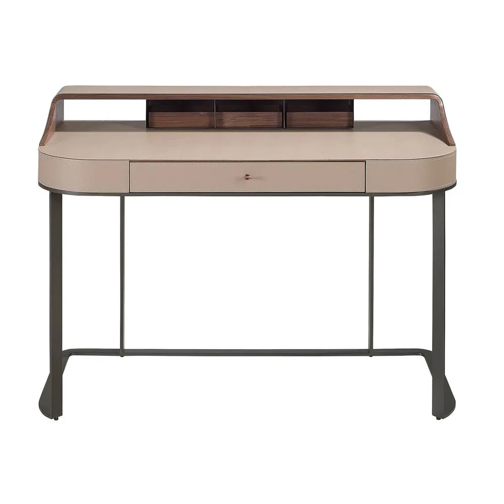 Angel Cerda Desktop dressing table leatherette, walnut & gray steel 2