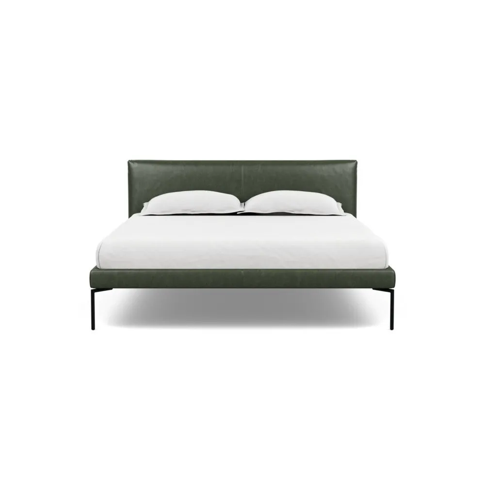 Heal's Matera Bedstead King Leather Stonewash Vintage Green 278 1