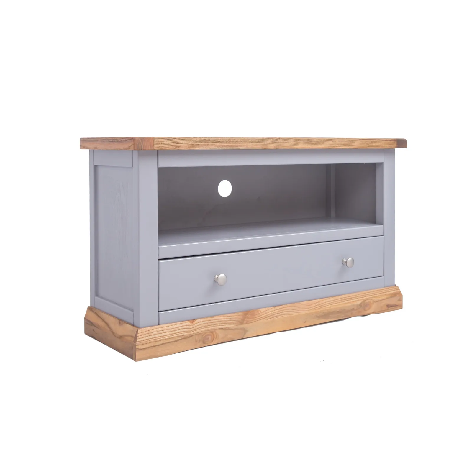 Cabinet Bits Biccari Grey 1 Drawer TV Cabinet Chrome Knob 2