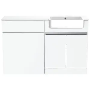 Be Modern Botanica Gloss White Right Hand 1260mm Freestanding Vanity & Toilet Pan Unit with Basin Modular Combination 2