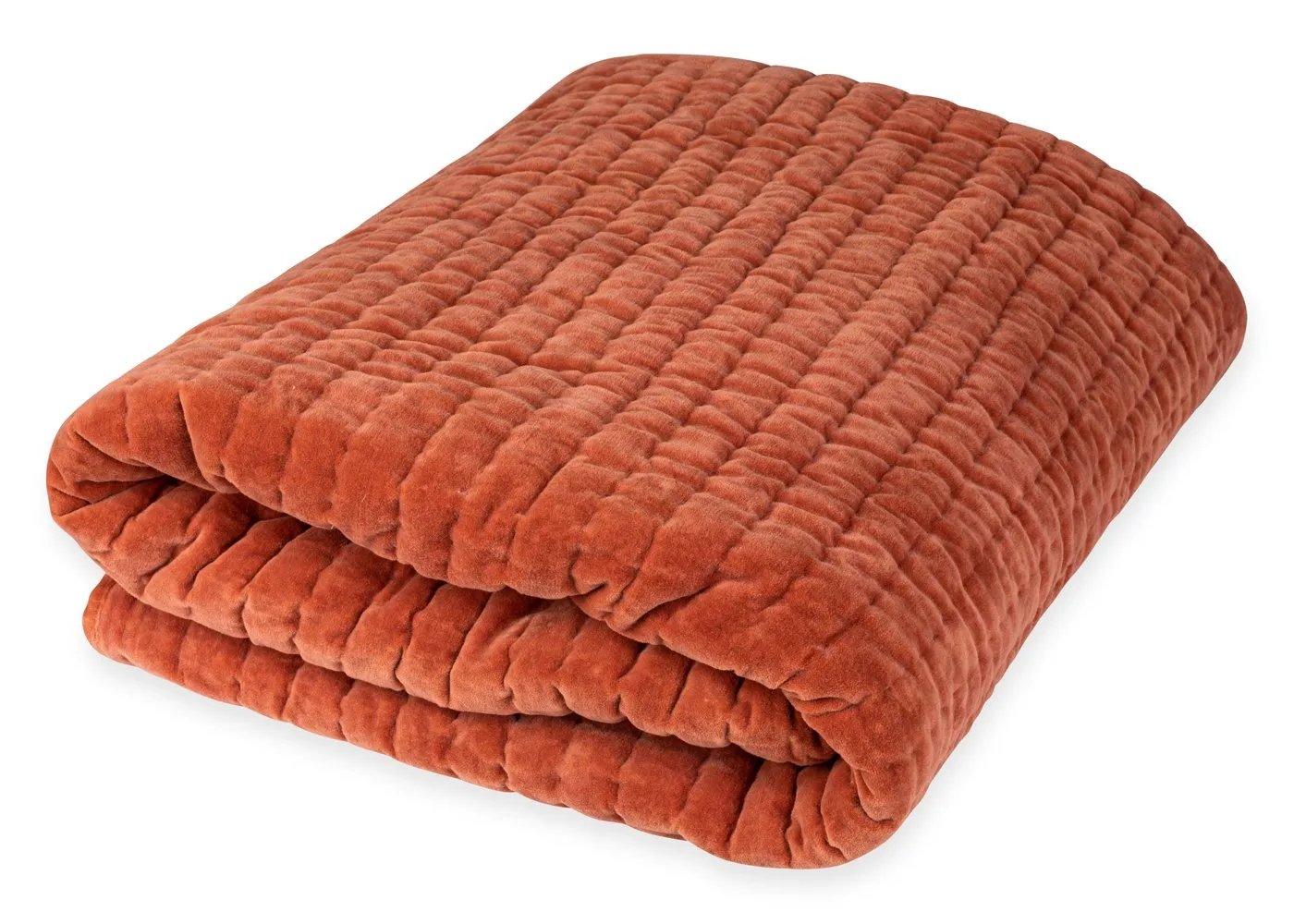 Heal's Velvet Kantha Bedspread Soft Terracotta 240 x260cm