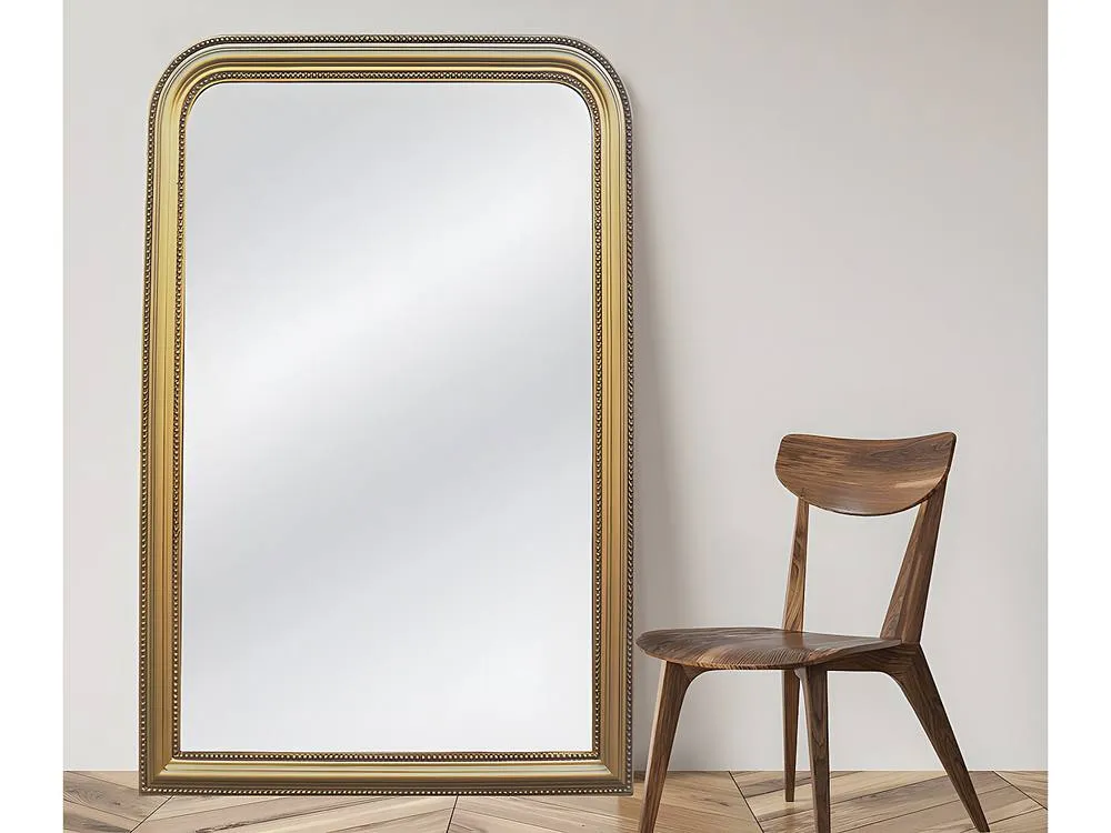 Vente-unique Paulownia Wood Overmantel Mirror - L80 X H110 Cm - Gold Brass Effect 4