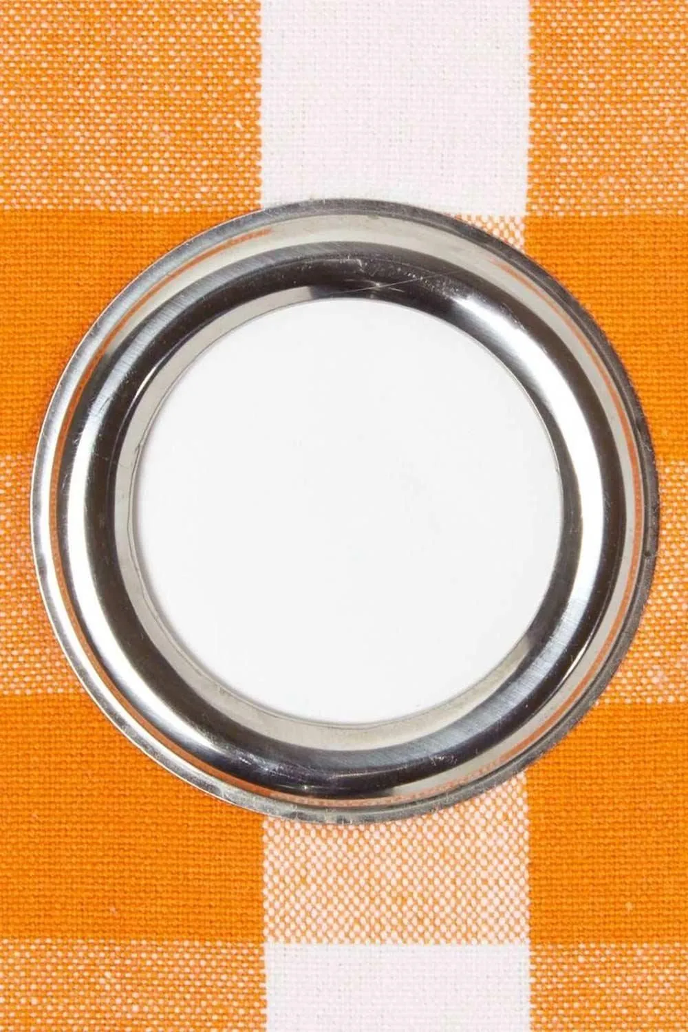 Homescapes Cotton Block Check Gingham Eyelet Curtain Pair in Orange 4