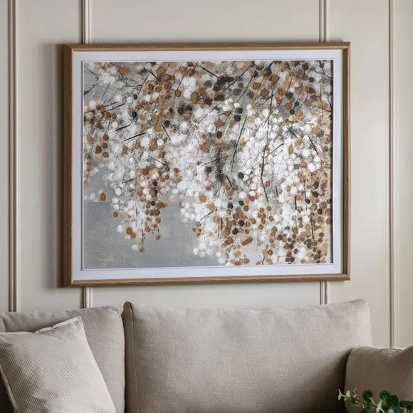 Cedar and Sage Soft Abstract Falling Framed Canvas